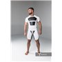 MASKULO - Armored Men's Fetish T-Shirt Spandex Front Pads White