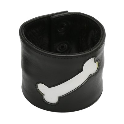Addikt Leather Puppy Bone Wristwallet: Black & White