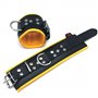 Leather handcuff - Padding - Black/Yellow