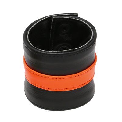 Addikt Smooth Leather Wristwallet: Black & Orange